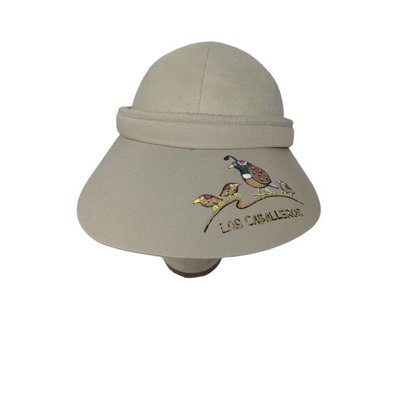 Womens High Spirits Sun Visor Hat Tan Palm Desert California Los Caballeros - Picture 1 of 8